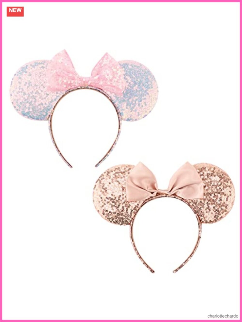 Mouse Ears Bow Headband Glitter Sequins Cosplay Costume Hair Accessory